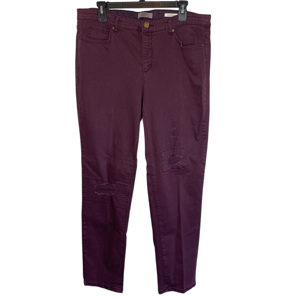 Vintage America Burgundy Bestie Jean Distressed High Rise Skinny Jeans